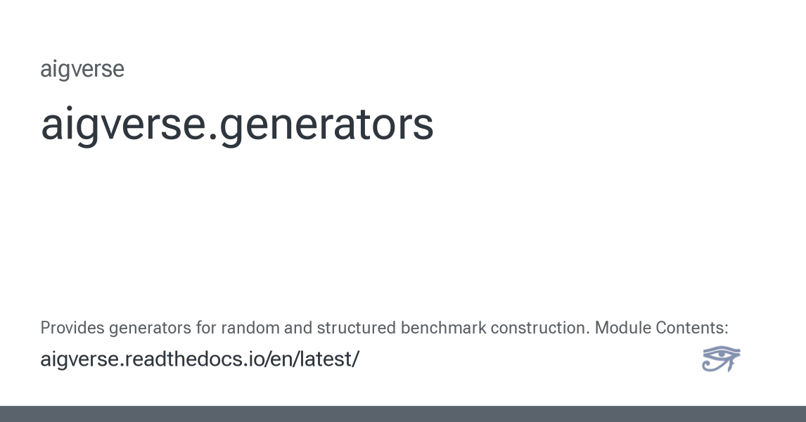 aigverse.generators - aigverse 0.1.2.dev31 documentation