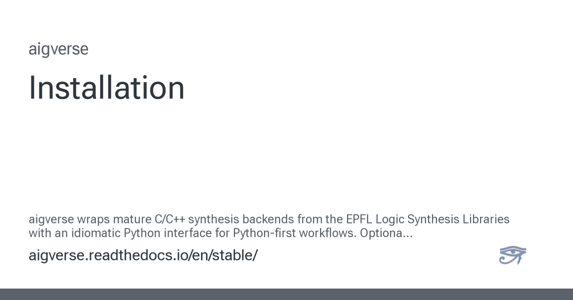 Installation - aigverse 0.1.1 documentation